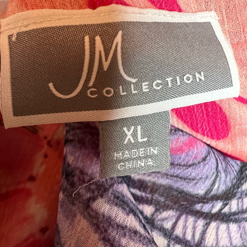 JM Collection- XL Pink Butterfly Sleeve Embellished Top- Elastic Waist - Picture 5 of 6